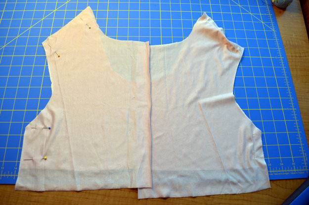 Sew lining shoulder and side seams